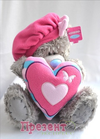 Мишка ME TO YOU 25 cм - в розовом берете держит сердце  (g01w3065)