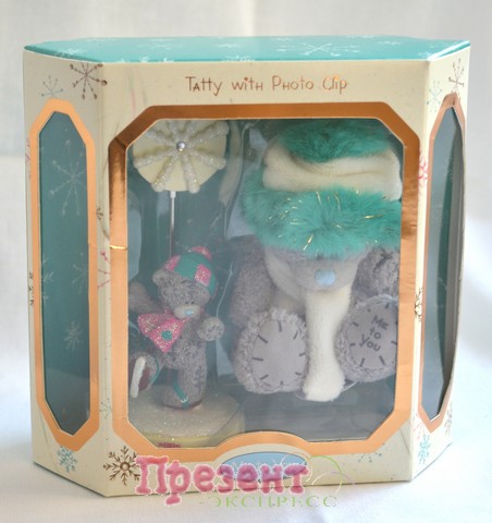 Подарочный набор ME TO YOU - мишка 7,5 см в зеленой шапке и фотодержатель (GYG0109)
